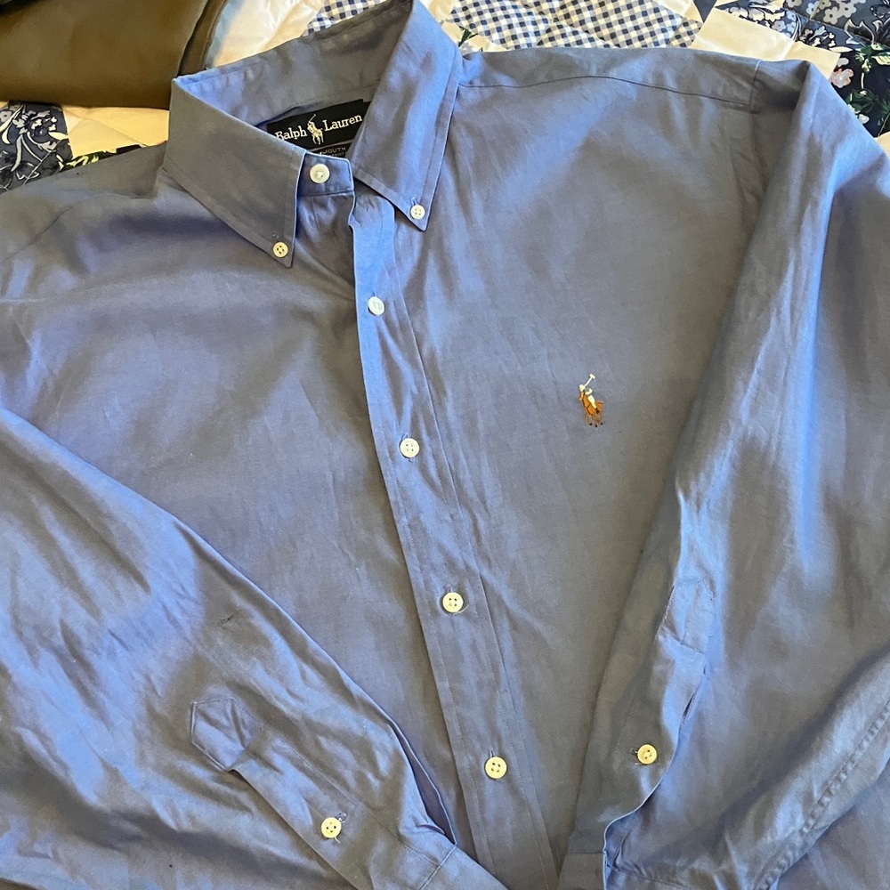 Ralph Lauren Men's Casual Blue Button Down Shirt